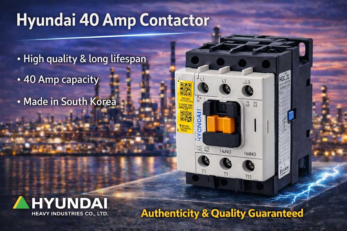 کنتاکتور 40 آمپر هیوندای بوبین 220VAC توان 18.5 کیلووات HGC 2 کنتاکتور 40 آمپر هیوندا