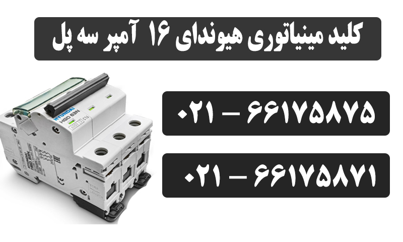 کلید مینیاتوری سه پل ۱۶ آمپر هیوندای 6 قیمت فیوز مینیاتوری هیوندای 16 آمپر سه پل