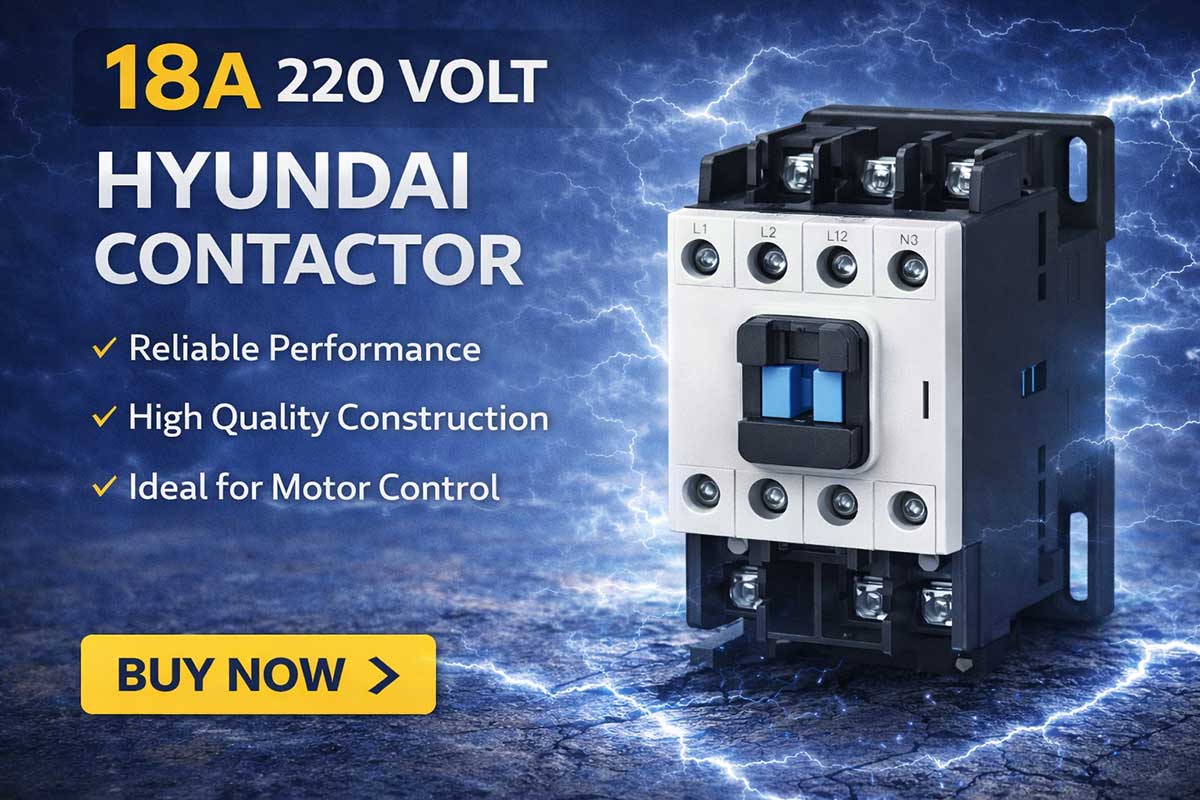 کنتاکتور 18 آمپر هیوندای بوبین 220VAC توان 7.5 کیلووات HGC 3 قیمت کنتاکتور 18 آمپر هیوندا