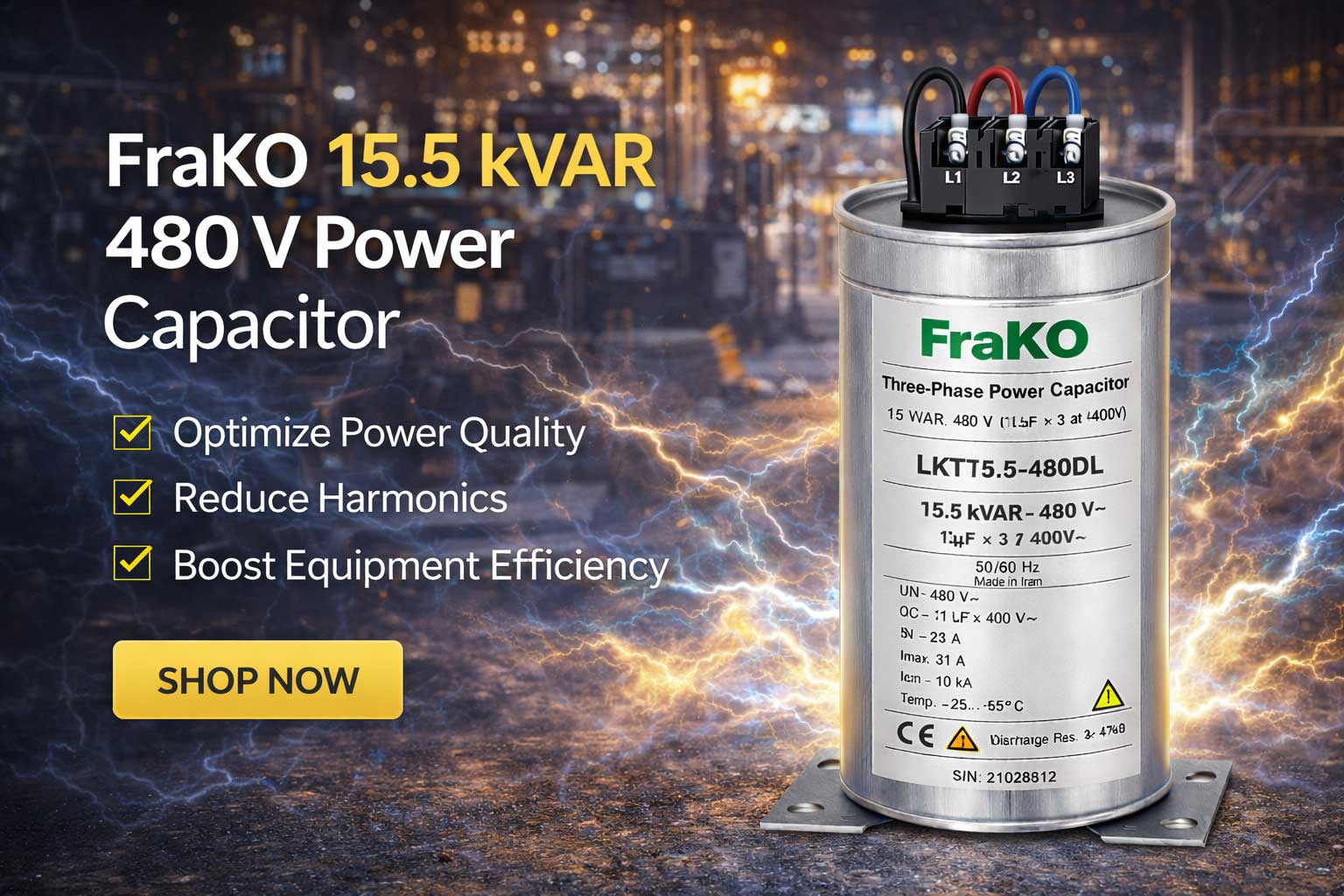 قیمت خازن 15.5 کیلووار فراکو 480