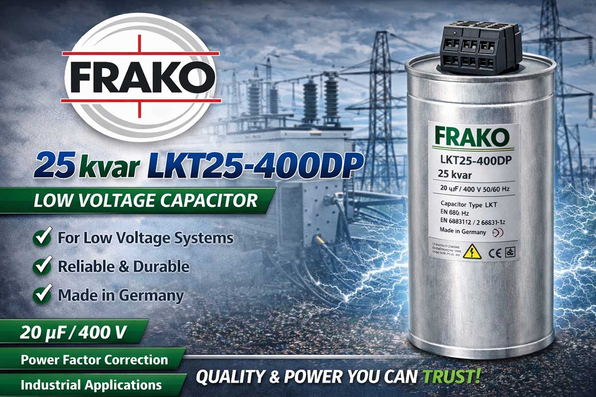 خازن 25 کیلووار فشار ضعیف فراکو LKT25-400DP 2 خازن 25 کیلووار فراکو 400 ولت