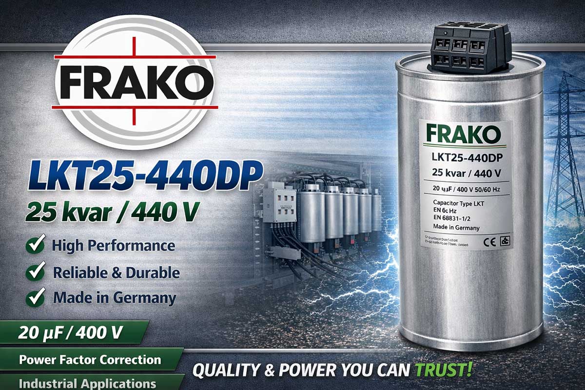 خازن 25 کیلووار فراکو در 440 ولت ( 20 در 400) LKT25-440DP 2 خازن 25 کیلووار فراکو 440 ولت