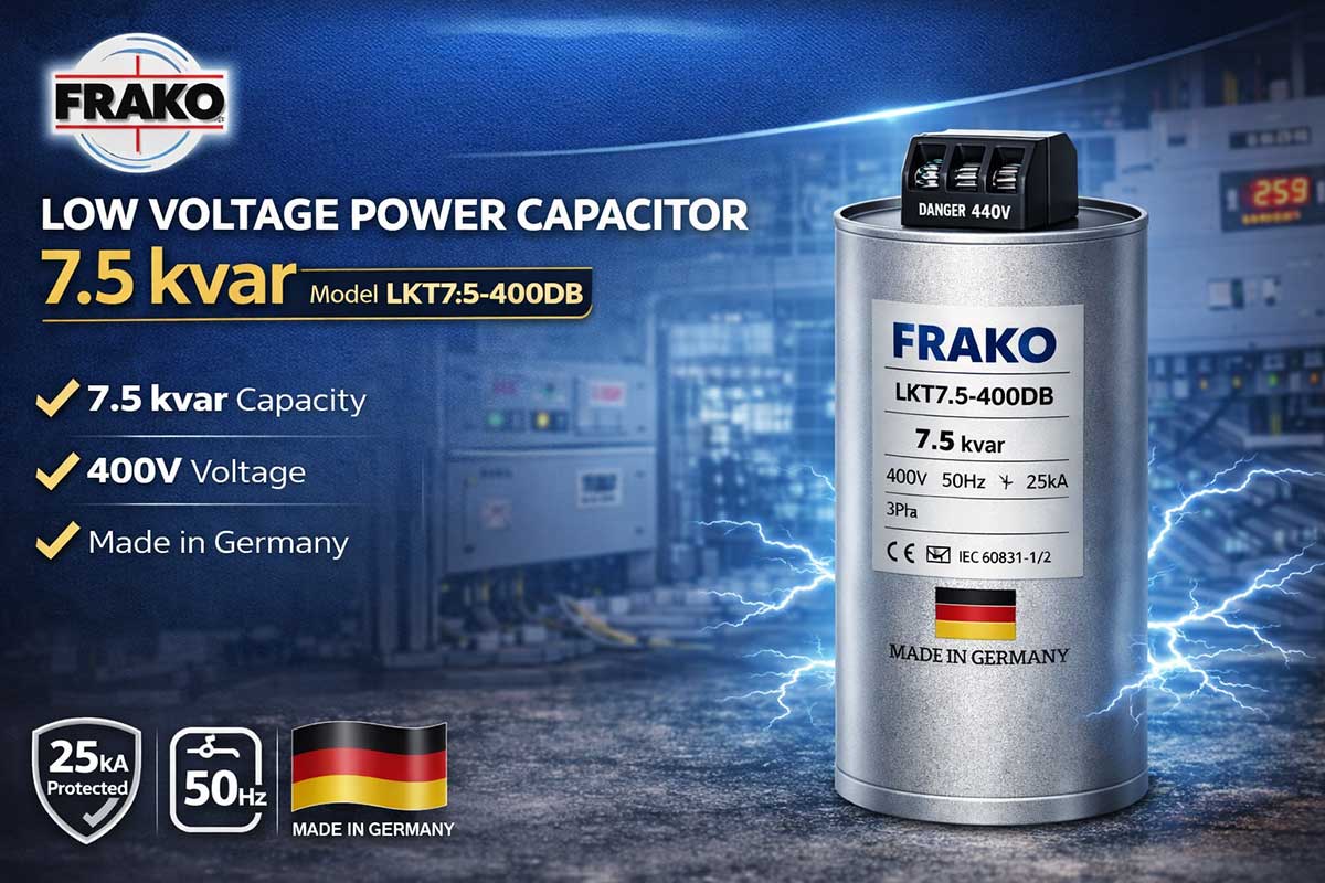 خازن 7.5 کیلووار فشار ضعیف فراکو LKT7.5-400DB 2 قیمت خازن 7.5 کیلووار فراکو 400 ولت